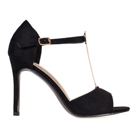 Décolleté da donna in camoscio nero con dita Shelovet a vista
