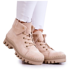 S.Barski Stivaletti Trapper In Pelle Scamosciata, Beige Chiaro
