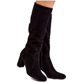 Stivali da donna in pelle scamosciata Laura Messi neri 1415 nero