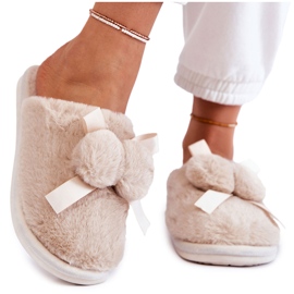 BM Ciabatte Da Donna In Pelliccia Con Pompon Beige Castello