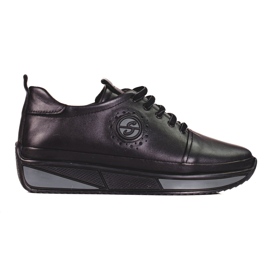 Scarpe sportive da donna nere Shelovet realizzate in pelle naturale nero