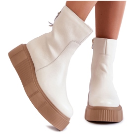 PL5 Stivali in pelle da donna sulla piattaforma Jenefer beige chiaro