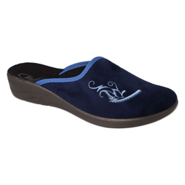 Ciabatte da donna in pu Befado 552D016, blu navy, con ricami