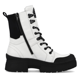 Stivali da donna in pelle bianca impermeabile Rieker Revolution W0374-80 bianco nero