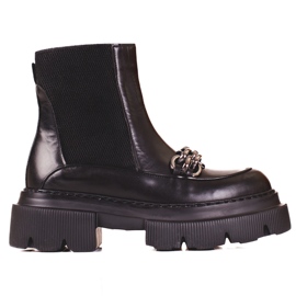 Stivaletti Chelsea da donna in pelle sulla piattaforma Shelovet nero