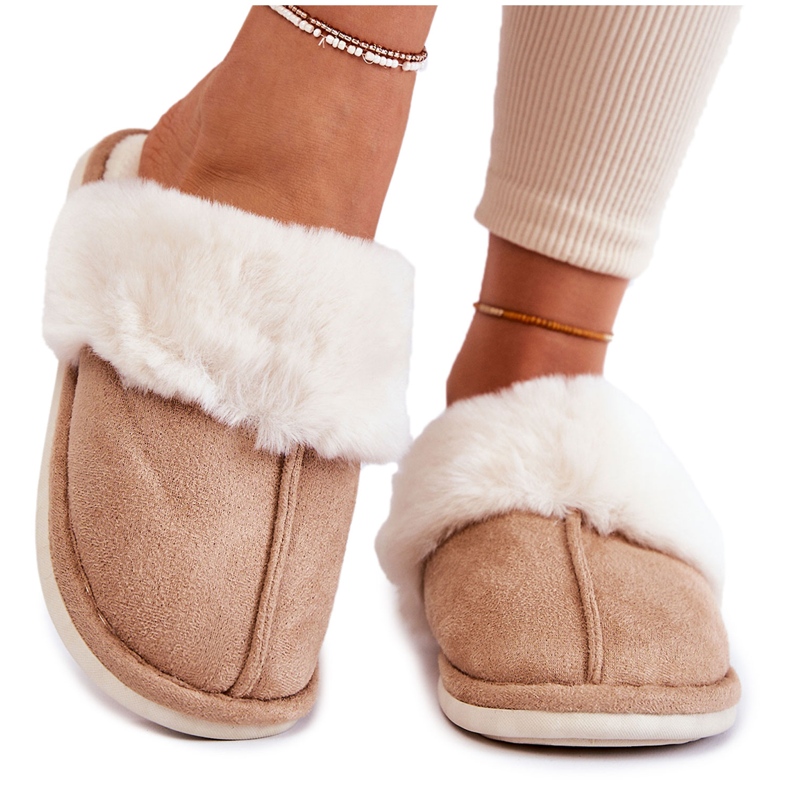 BM Pantofole Lisce Da Donna Con Pelliccia Beige Morisea marrone