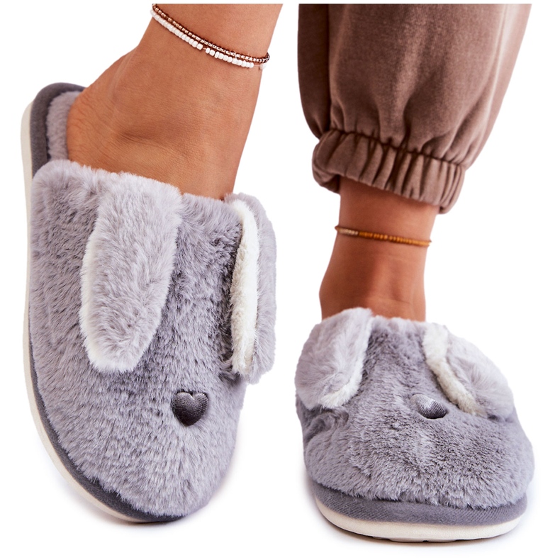 Pantofole slip-on in pelliccia da donna grigie Remmi grigio