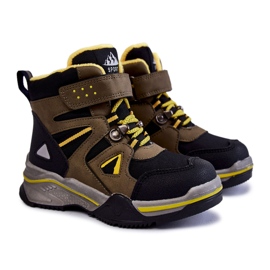PE1 Stivaletti Per Bambini Trappers Riscaldati Con Lana Khaki Marco nero verde giallo