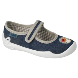 Pantofole per bambini Befado con applicazione in Velcro 114X498 blu navy