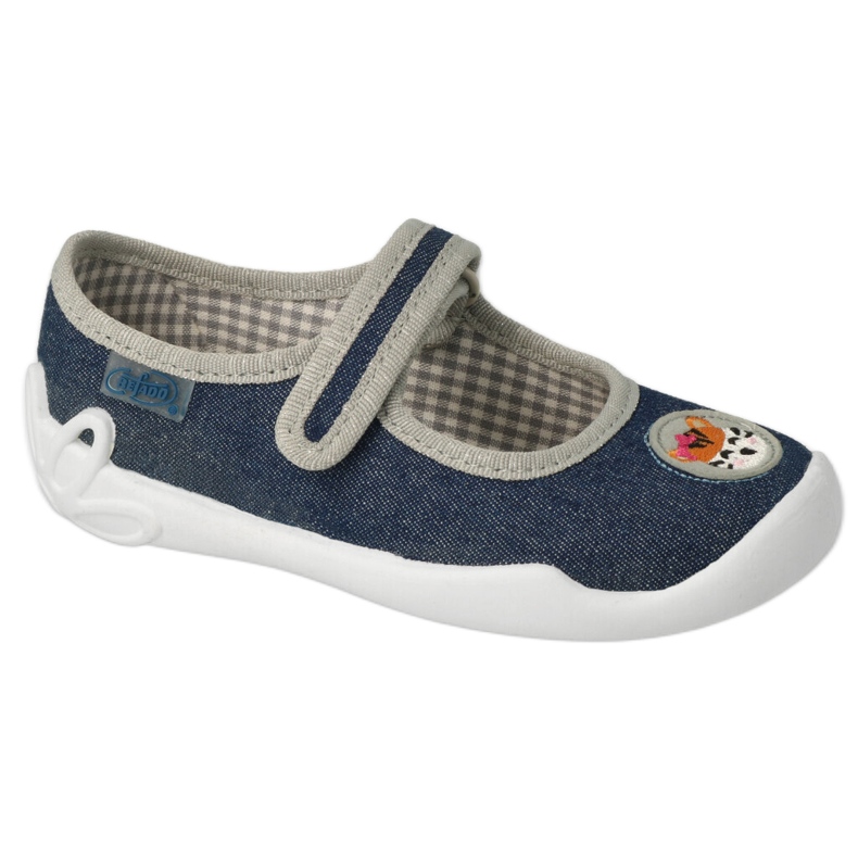 Pantofole per bambini Befado con applicazione in Velcro 114X498 blu navy