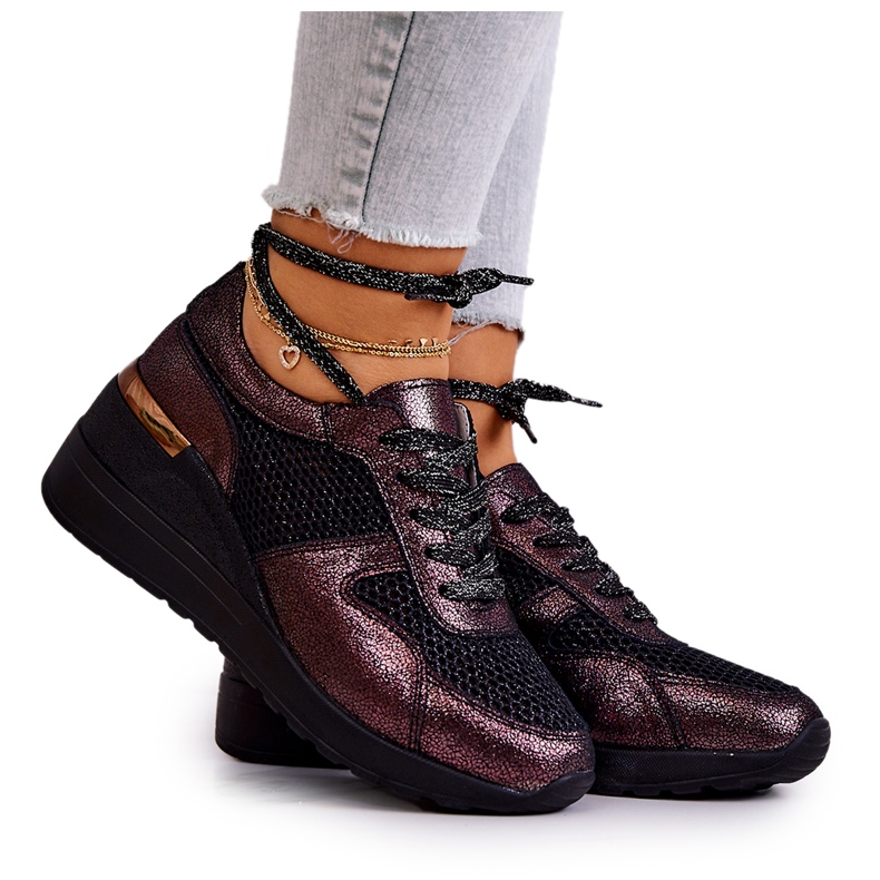 Sneakers Zeppa In Pelle Con Mesh S.Barski Nero
