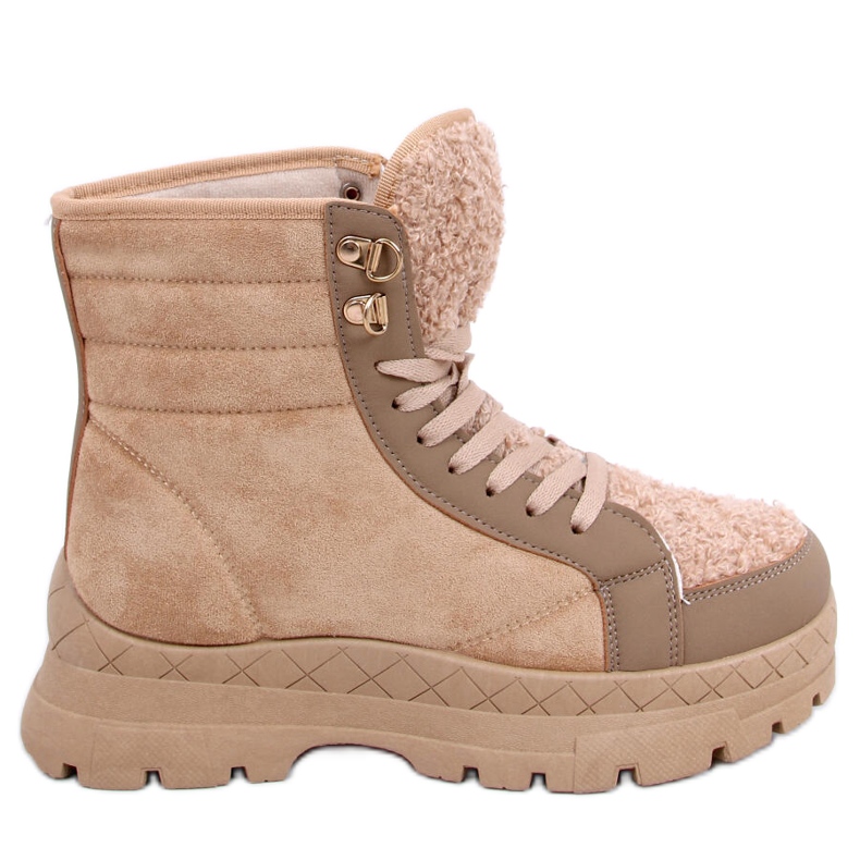 BM Stivali stringati con un Khandi Khaki in pelle di agnello beige cachi