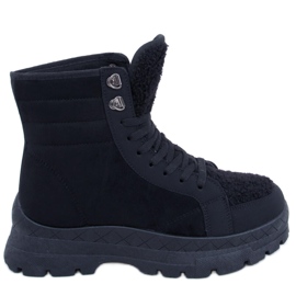 Stivali stringati con una pelle di agnello Khandi Black nero