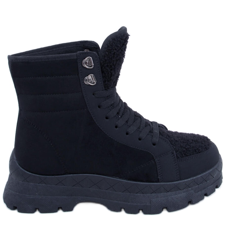 Stivali stringati con una pelle di agnello Khandi Black nero
