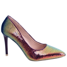 BM Scarpe con tacco Mirren Navy da donna in paillettes multicolore