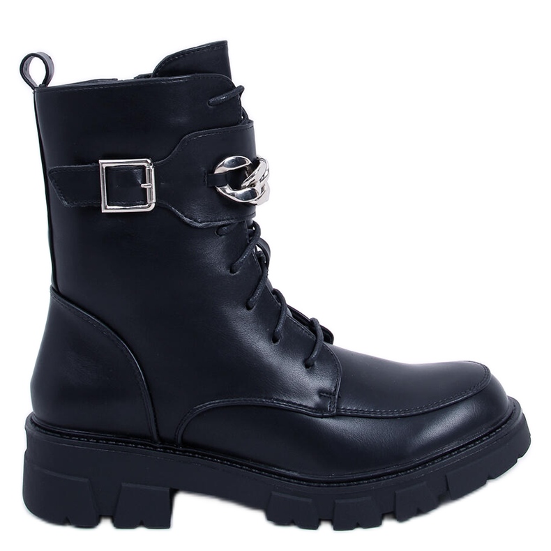 BM Stivali militari con catena Banks Black nero