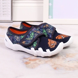 Ciabatte da bambino con velcro blu navy Befado 273Y345 granata