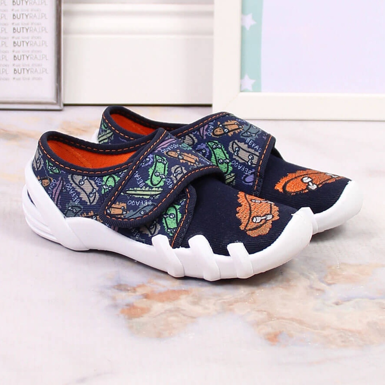 Ciabatte da bambino con velcro blu navy Befado 273Y345 bomba a mano