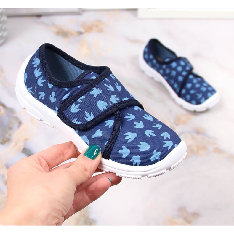 Ciabatte per bambini con velcro blu navy Befado 974X476