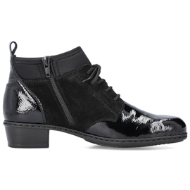 Stivali da donna isolati neri in pelle laccata Rieker Y0740-00 nero