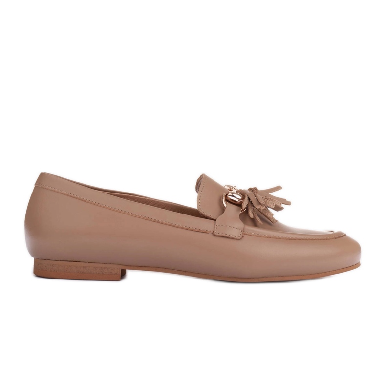 Marco Shoes Mocassini in pelle con frange beige
