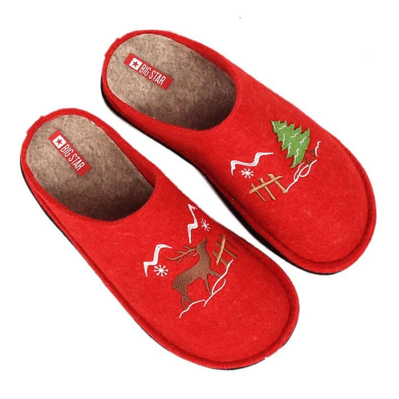Ciabatte da casa in feltro di lana Big Star W INT1803B rosso