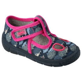 Scarpe per bambini Befado 533P017 blu navy rosa d'argento