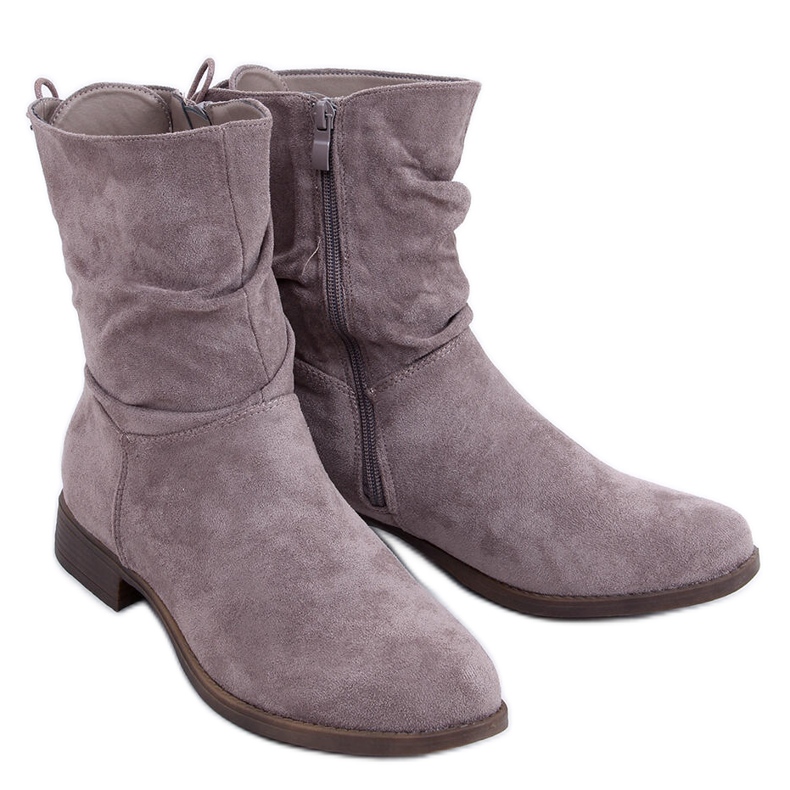 PA1 Stivali piatti in camoscio Theda Khaki beige