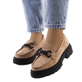 Mocassini beige con suola da trattore di Ermens