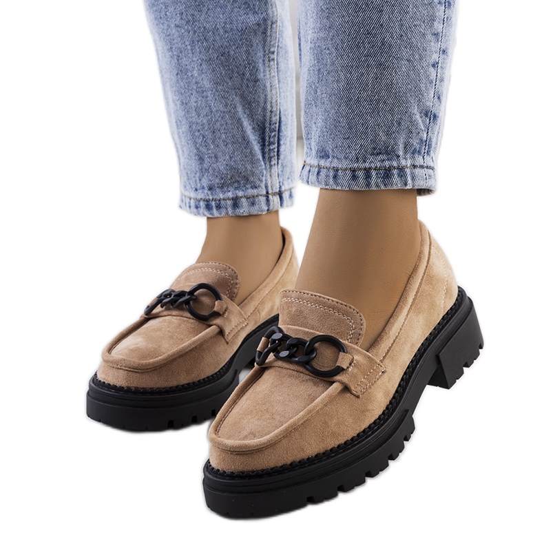 Mocassini beige con suola da trattore di Ermens