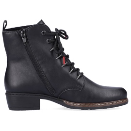 Rieker Y0800-00 comodi stivali isolanti da donna con tacco piatto nero