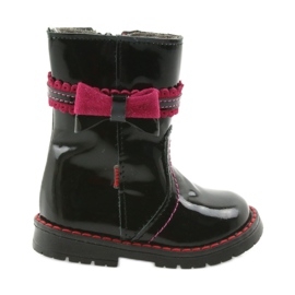 Stivali in pelle dipinti 87/00 rosa nero con un fiocco zarro