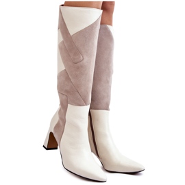 Stivali Al Ginocchio In Pelle Da Donna Maciejka 05784-22 Beige Chiaro