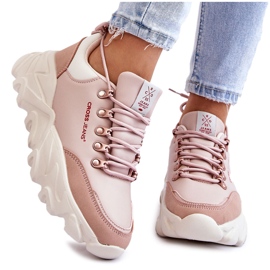 Sneakers con plateau da donna Cross Jeans KK2R4072C Nude rosa