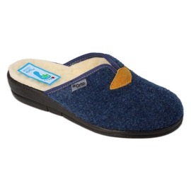 Pantofole da donna Befado pu 937D636, blu navy, foderate in lana