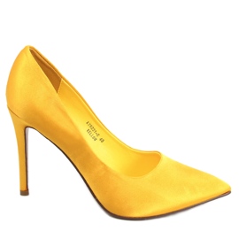 Tacchi alti da donna in raso Talia Yellow giallo