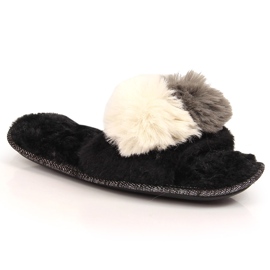 BM Pantofole da donna in pelliccia con pompon Stella nera nero