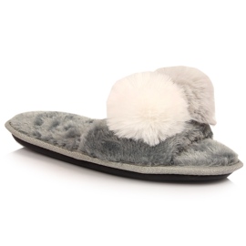 BM Pantofole da donna in pelliccia con pompon Stella grigio