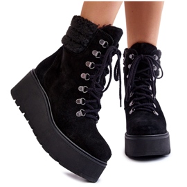 Stivali con zeppa in camoscio da donna Black Meniko nero