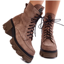 PL5 Stivali Trapper Caldi Da Donna In Pelle Scamosciata Marrone Chiaro Rehin beige