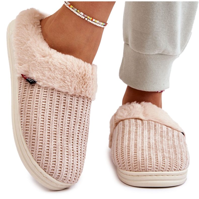 PA1 Pantofole Slip-On Isolate Da Donna Con Pelliccia Beige Leriss