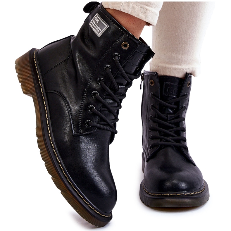 Stivali caldi in pelle da donna GOE II2N4053 neri nero