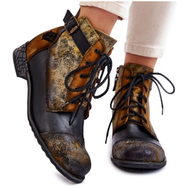 Scarpe Stivali Donna in Pelle Maciejka 05077-07 Giallo-Nero