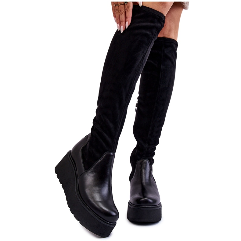 Stivali con zeppa da donna Laura Messi 2502 neri nero