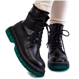 Stivali stringati da donna con suola verde Black Trinah nero