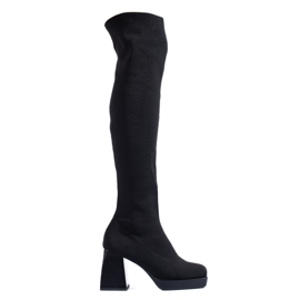 Stivali alti da donna Shelovet con tomaia flessibile nero
