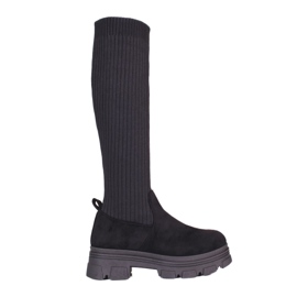 Stivali con plateau da donna Shelovet neri con tomaia elastica nero