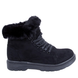 BM Stivali stringati con pelliccia Morena Black nero