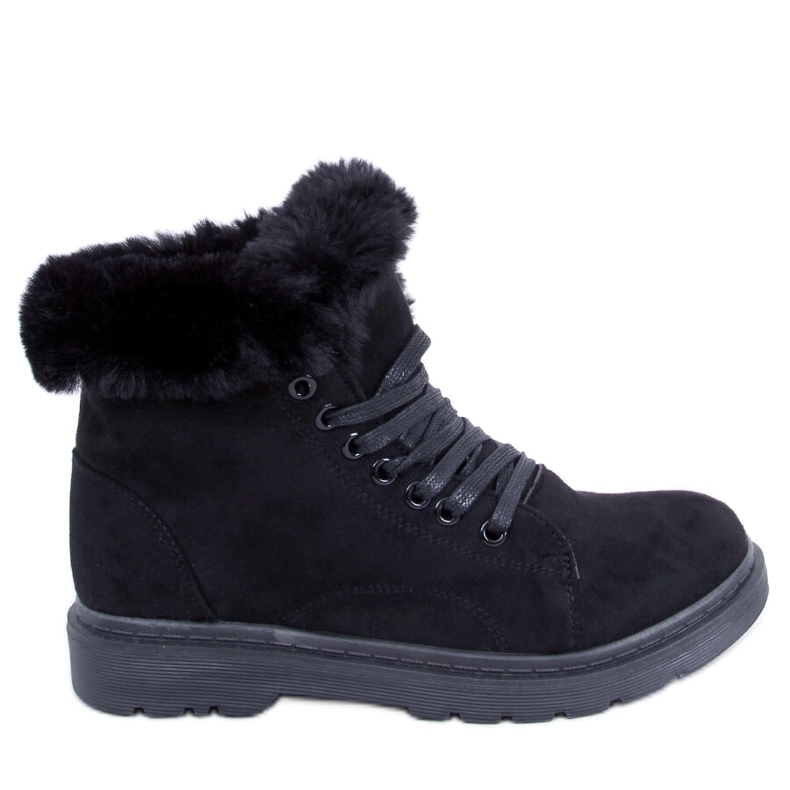 BM Stivali stringati con pelliccia Morena Black nero
