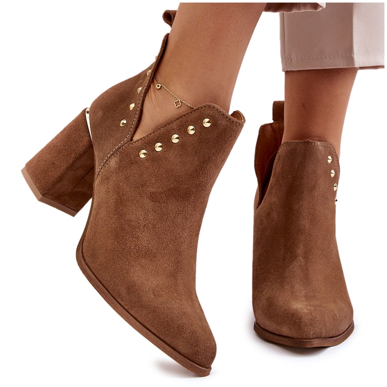 Lewski Shoes Stivali da donna in camoscio con ritagli Left 3075 Camel marrone